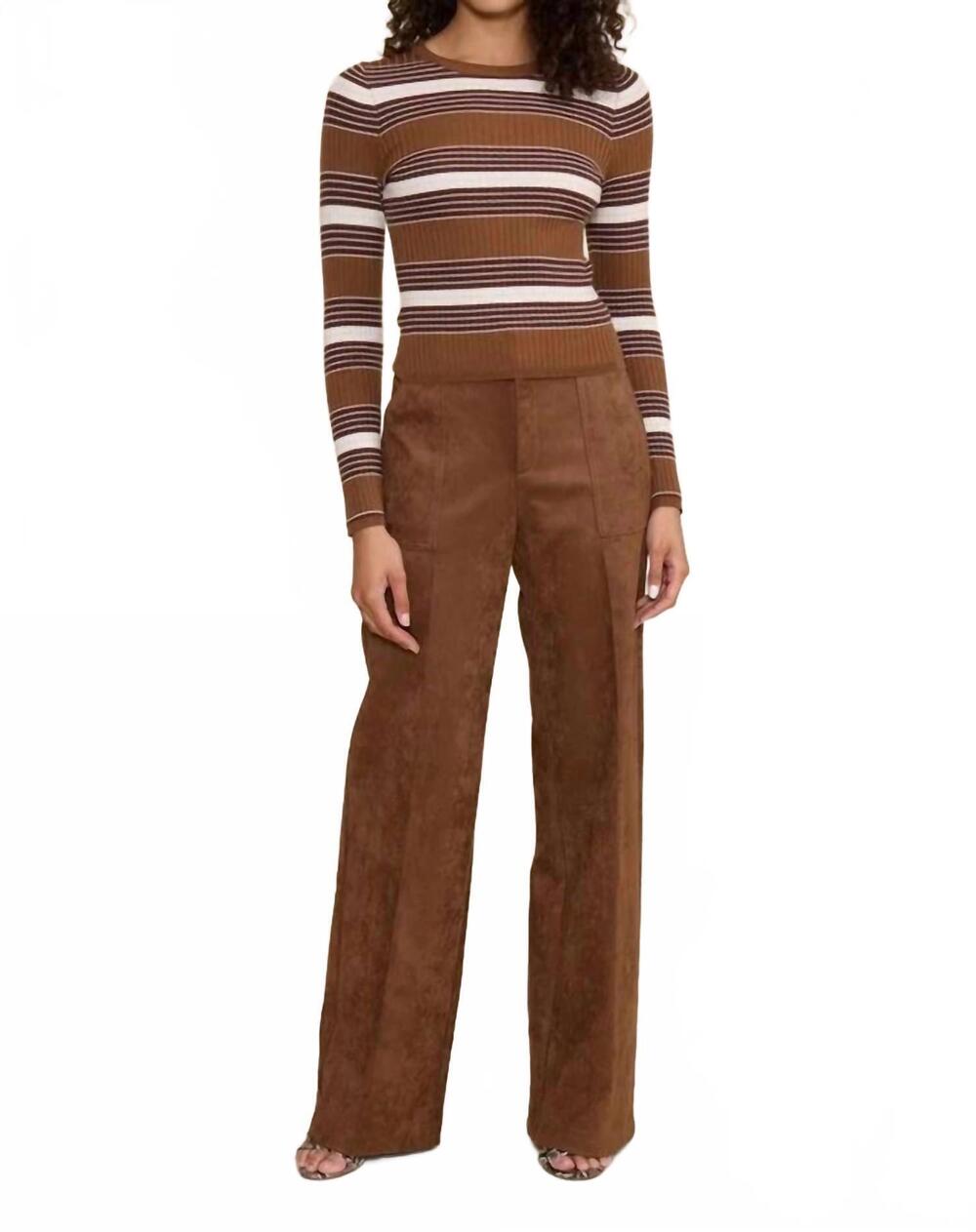 NEW LUCY PARIS ribbed long sleeve sweater in brown